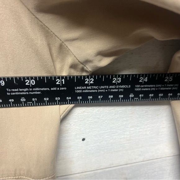 Orvis Shirt Dress Large Beige Long Sleeve Midi Half Button Pintuck Pockets USA - Picture 7 of 10